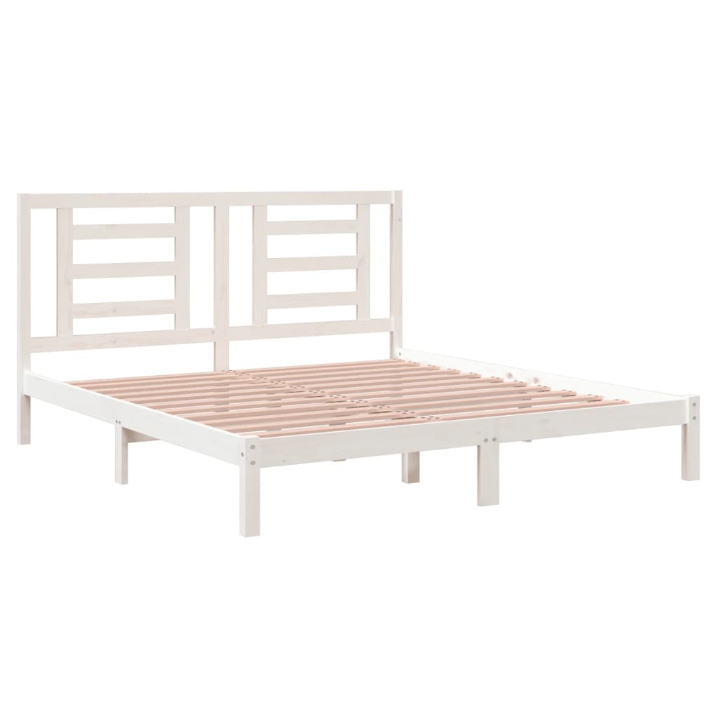 Okvir za krevet od masivnog drva bijeli 180 x 200 cm veliki