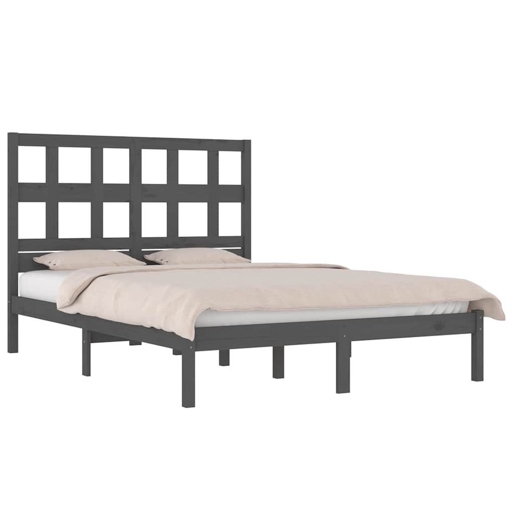Okvir za krevet od masivne borovine sivi 200 x 200 cm