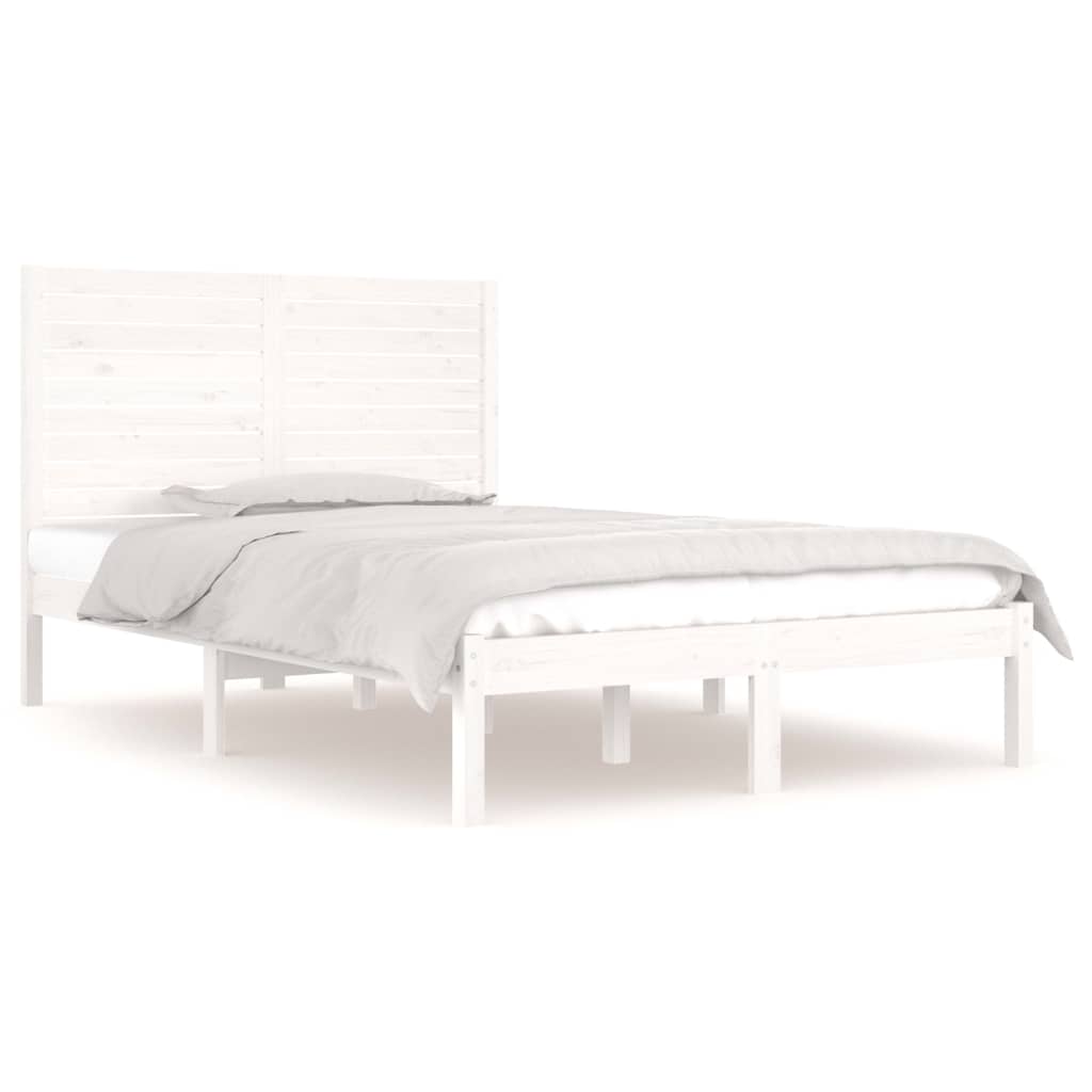 Okvir za krevet od masivnog drva bijeli 135x190 cm bračni