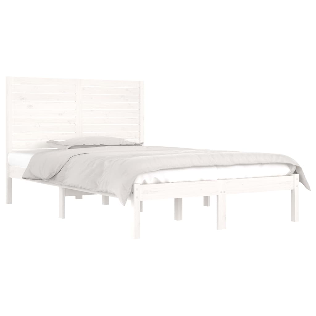 Okvir za krevet od masivnog drva bijeli 135x190 cm bračni