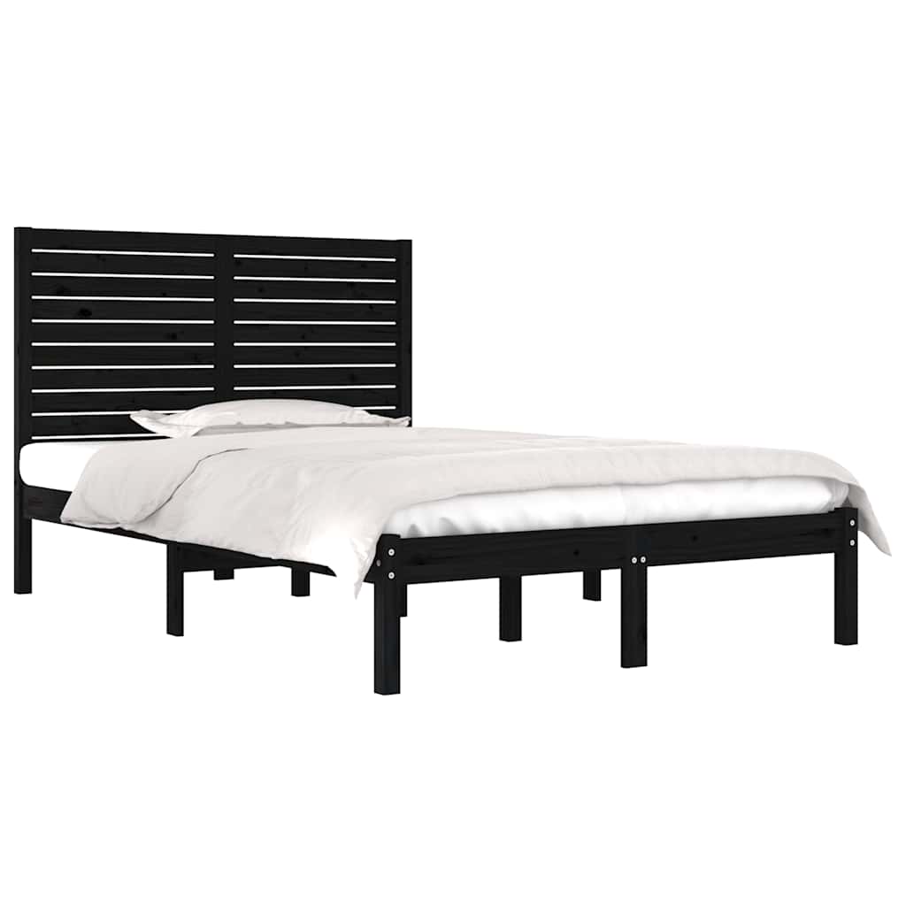 Okvir za krevet od masivnog drva crni 140 x 190 cm