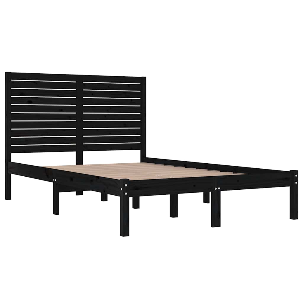 Okvir za krevet od masivnog drva crni 140 x 190 cm