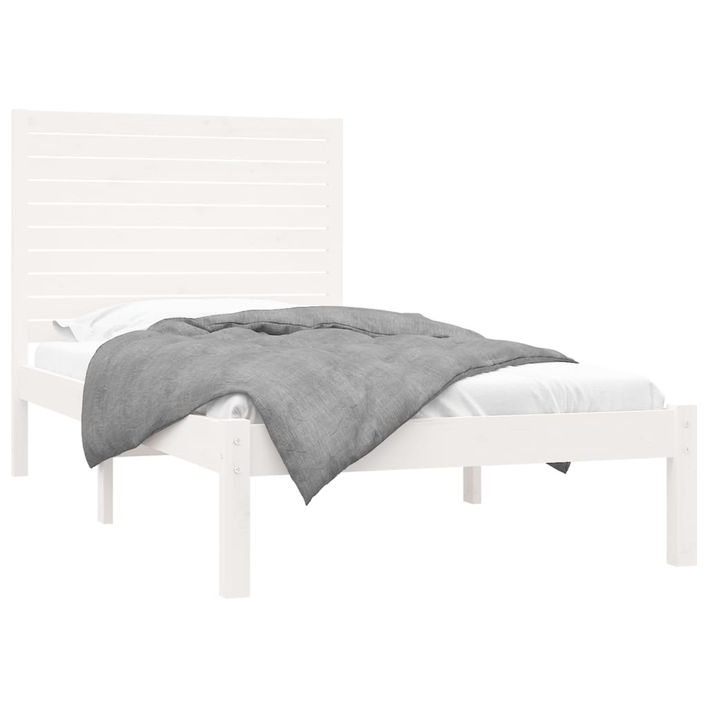 Okvir za krevet od masivne borovine bijeli 90 x 200 cm