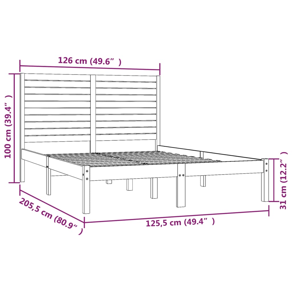 Okvir za krevet od masivnog drva 120 x 200 cm