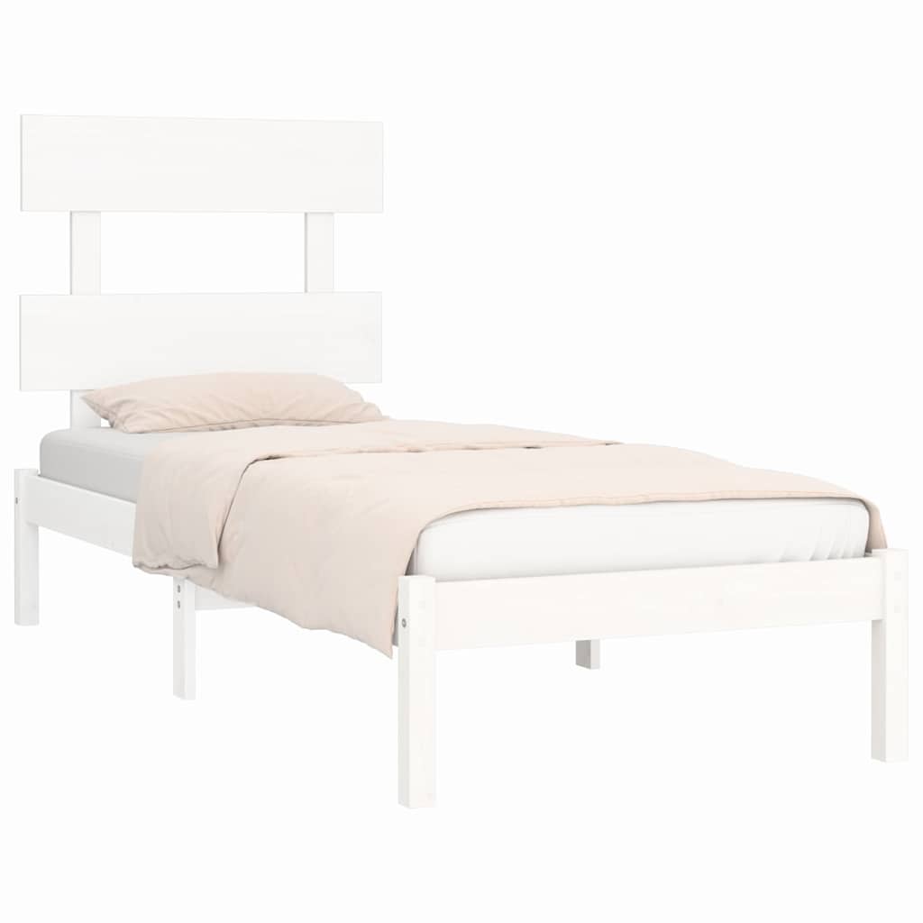 Okvir za krevet bijeli od masivnog drva 90 x 190 cm mali