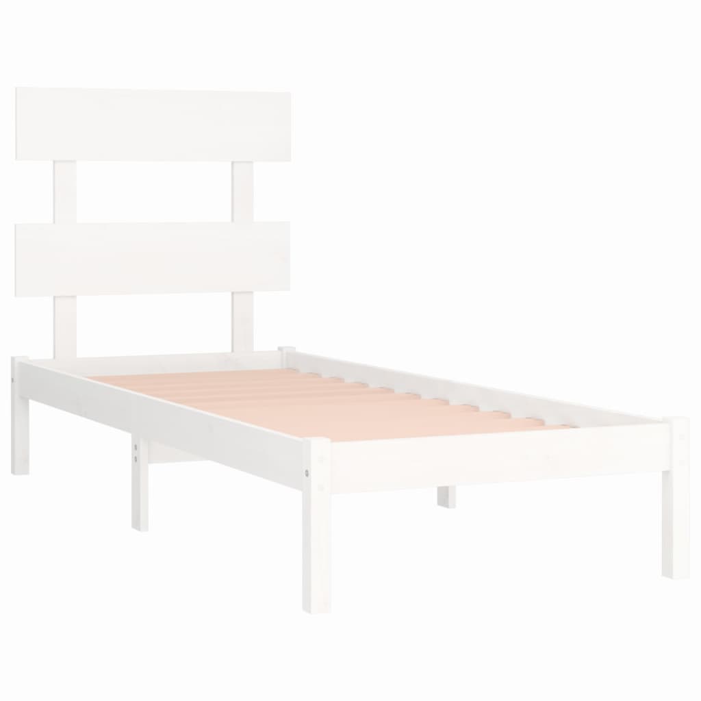 Okvir za krevet od masivnog drva bijeli 100 x 200 cm