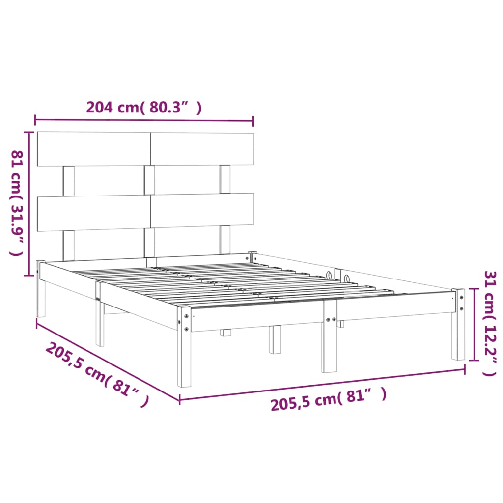 Okvir za krevet od masivne borovine boja meda 200 x 200 cm