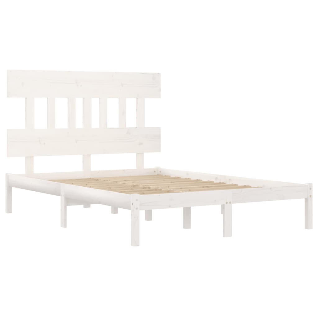 Okvir za krevet od masivne borovine bijeli 140 x 190 cm
