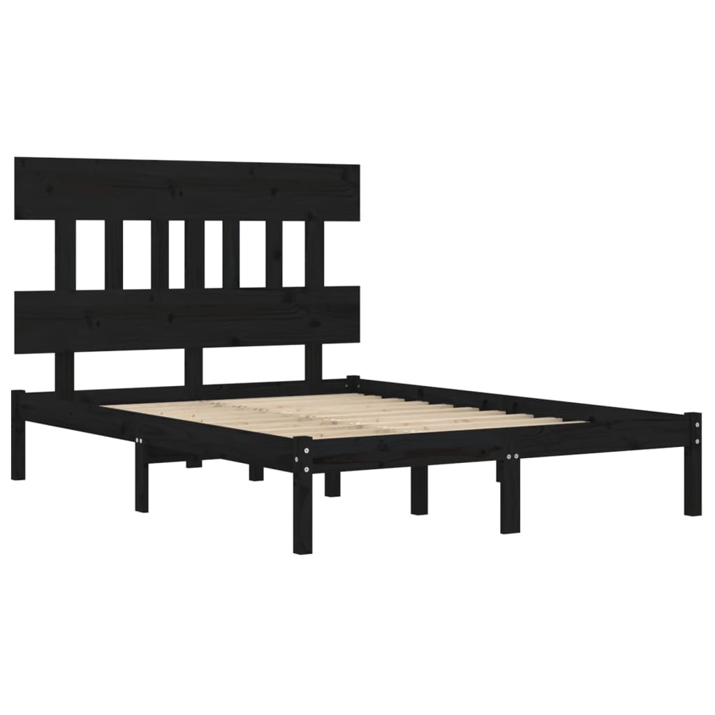 Okvir za krevet od masivnog drva crni 140 x 190 cm