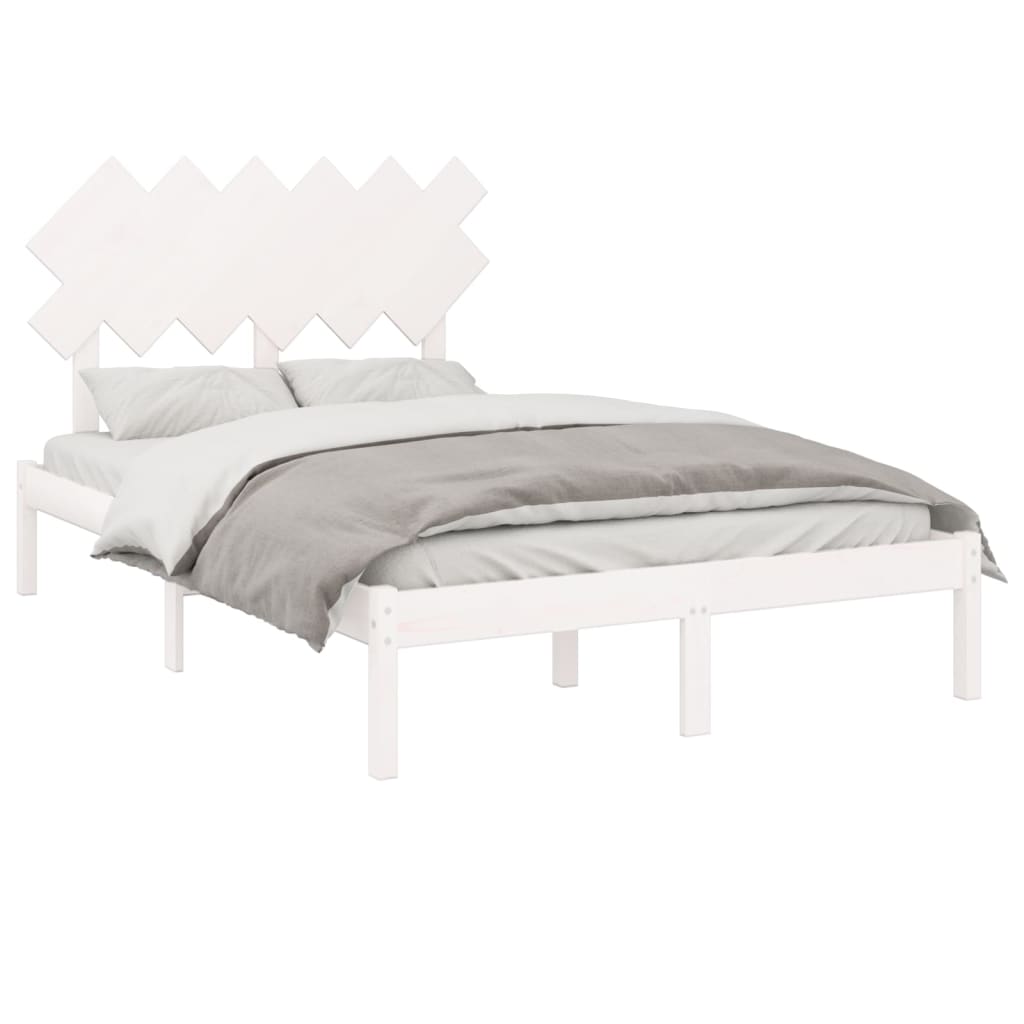 Okvir za krevet bijeli 135x190 cm bračni od masivnog drva