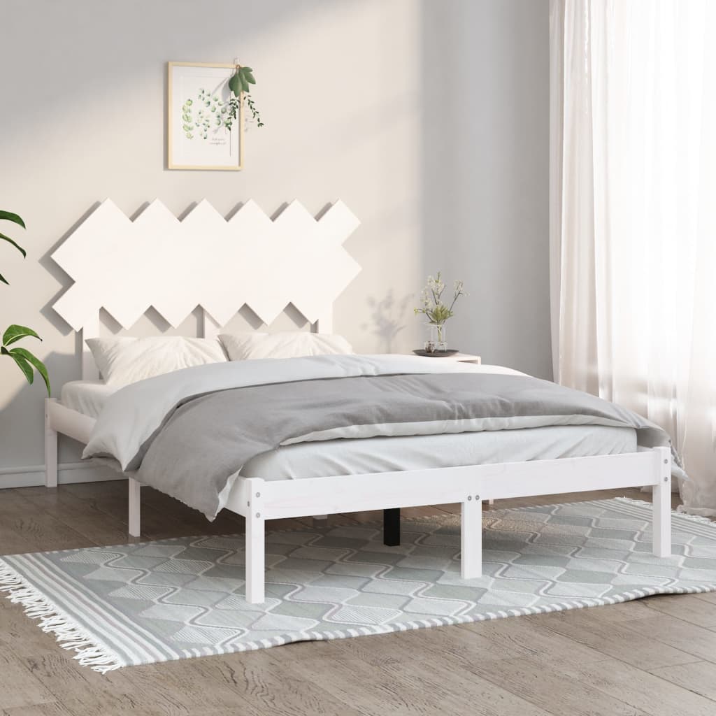 Okvir za krevet bijeli 135x190 cm bračni od masivnog drva