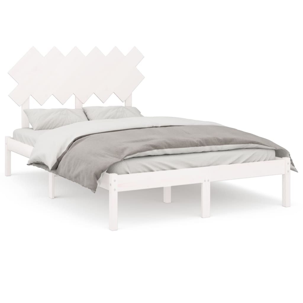 Okvir za krevet bijeli 120 x 200 cm od masivnog drva