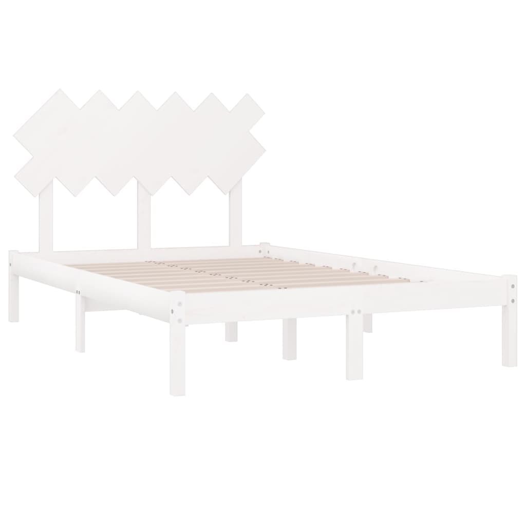 Okvir za krevet bijeli 120 x 200 cm od masivnog drva