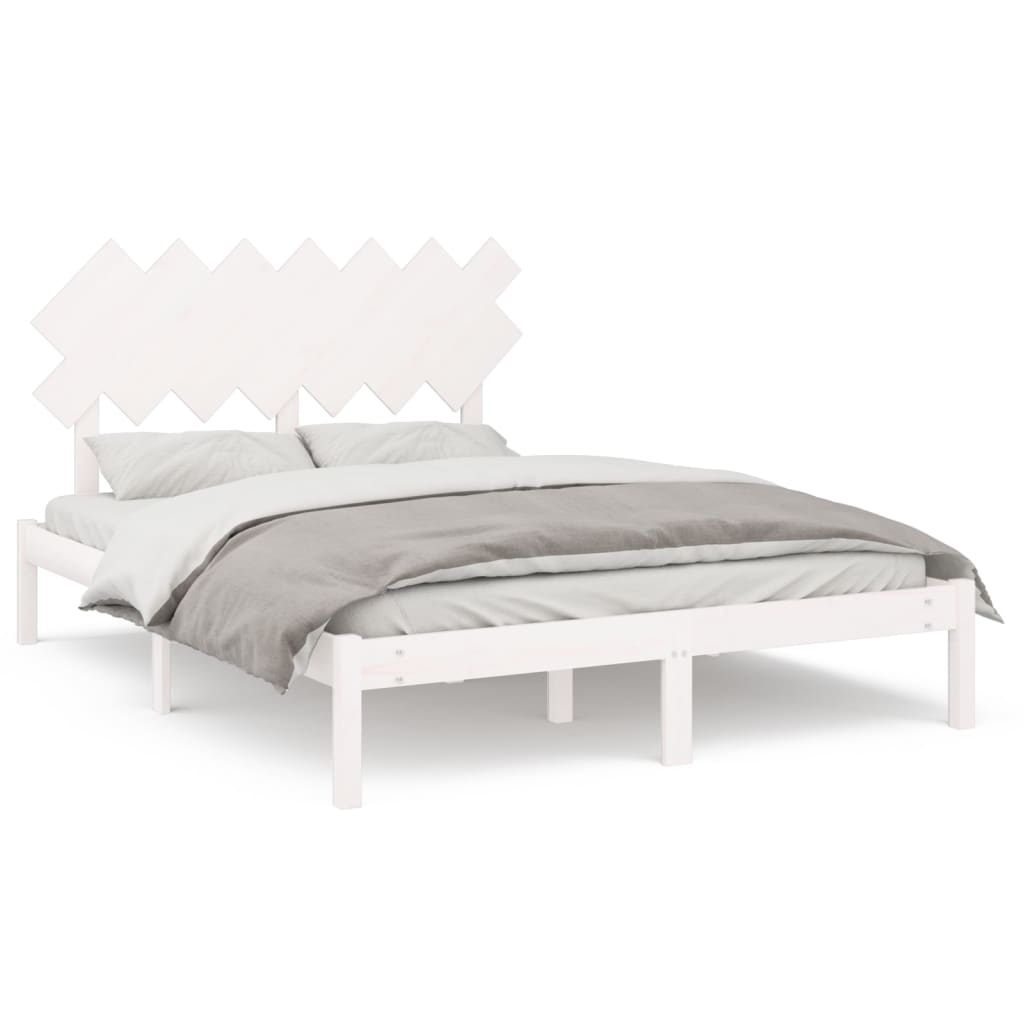 Okvir za krevet bijeli 140 x 200 cm od masivnog drva