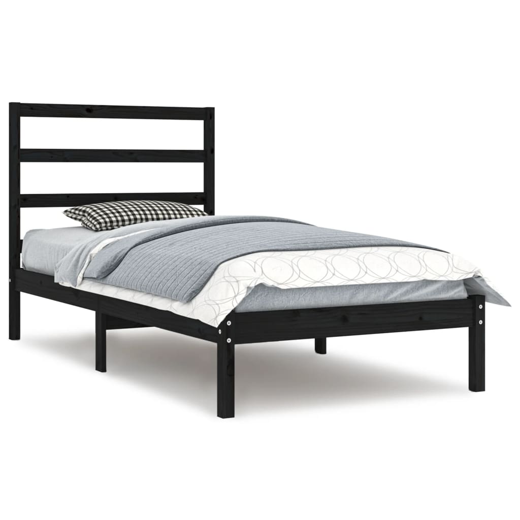 Okvir za krevet od masivne borovine crni 100 x 200 cm
