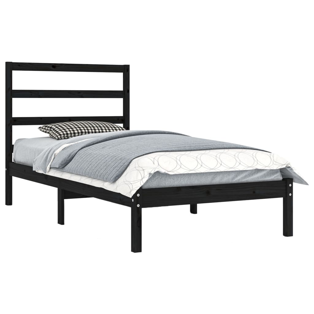 Okvir za krevet od masivne borovine crni 100 x 200 cm