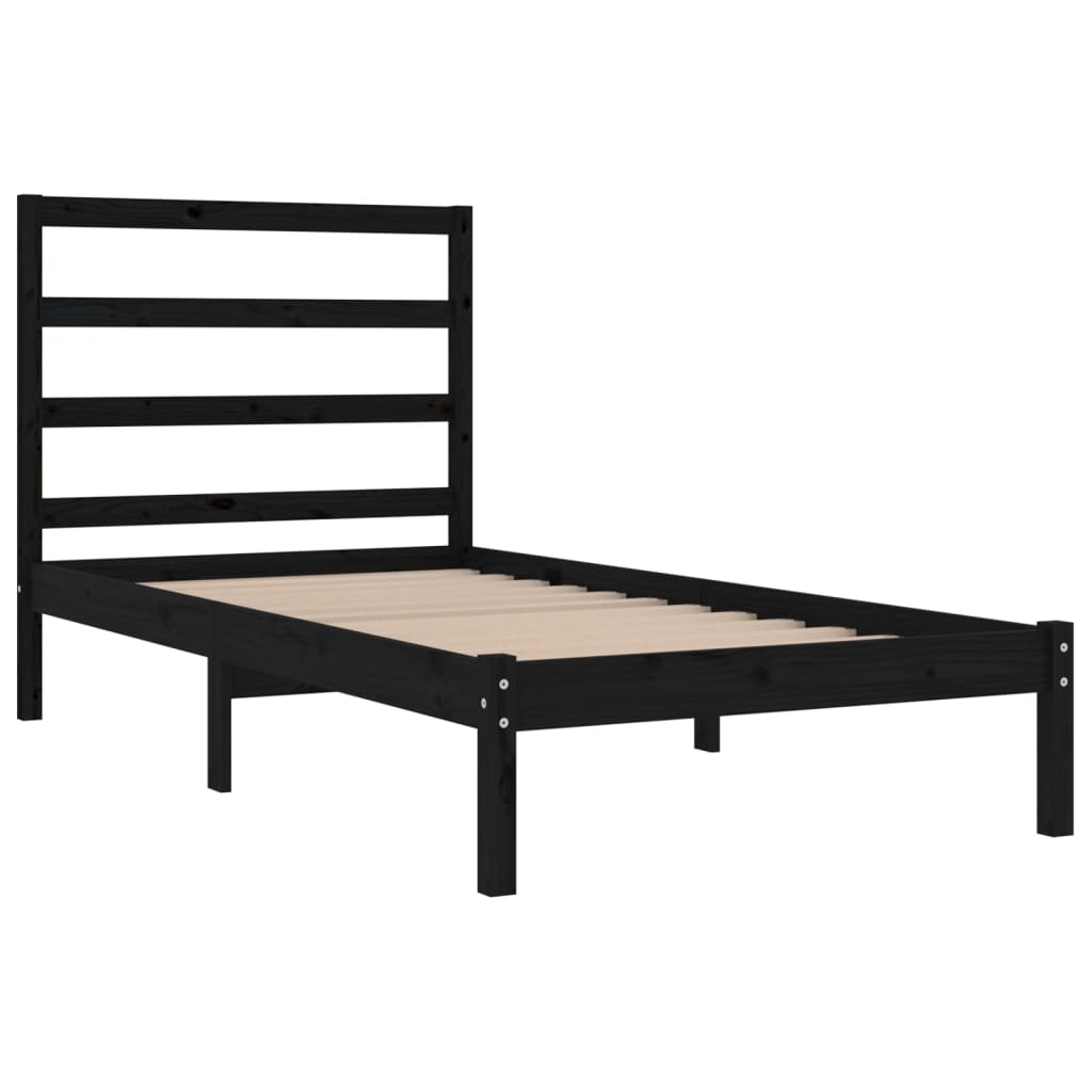 Okvir za krevet od masivne borovine crni 100 x 200 cm