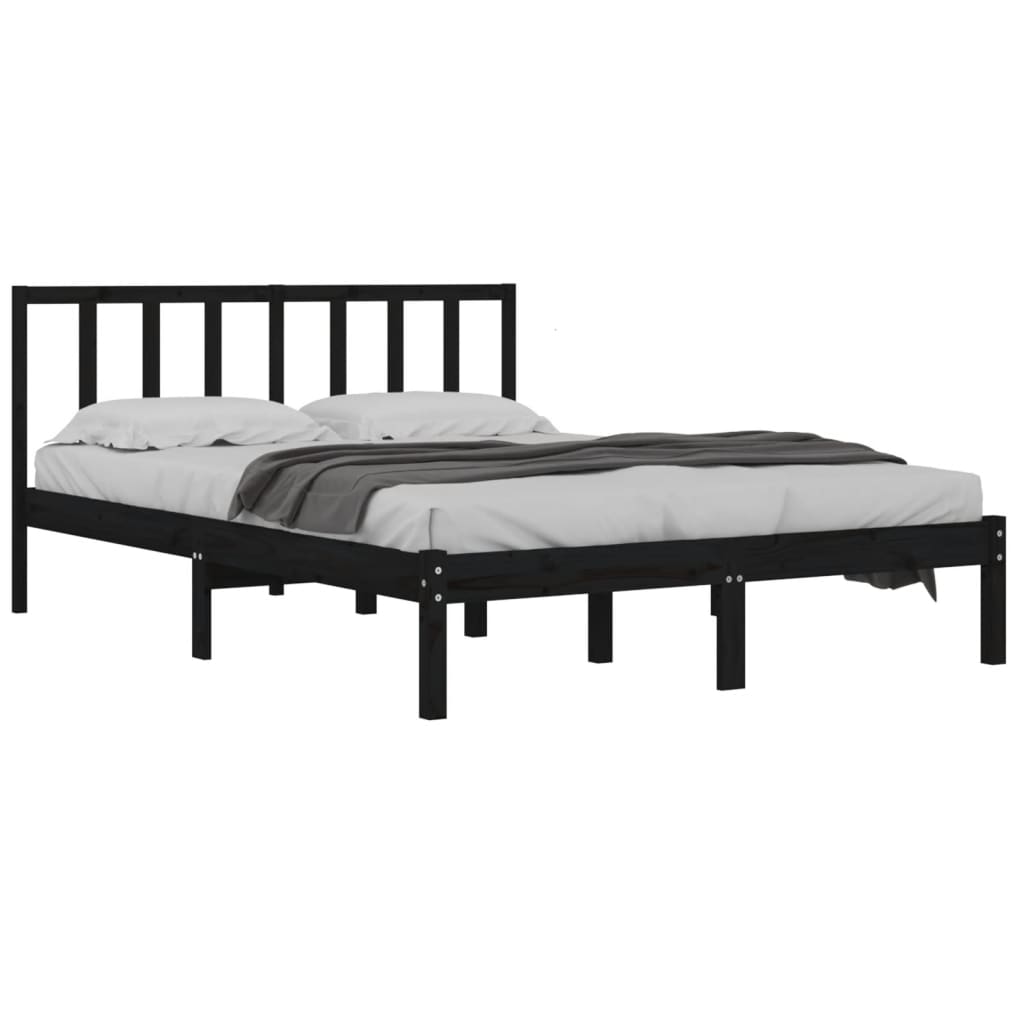 Okvir za krevet od masivne borovine crni 150x200 cm bračni