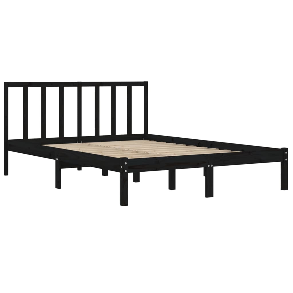 Okvir za krevet od masivne borovine crni 150x200 cm bračni