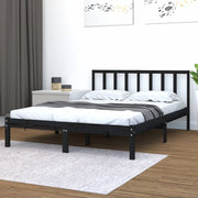 Okvir za krevet od masivne borovine crni 150x200 cm bračni