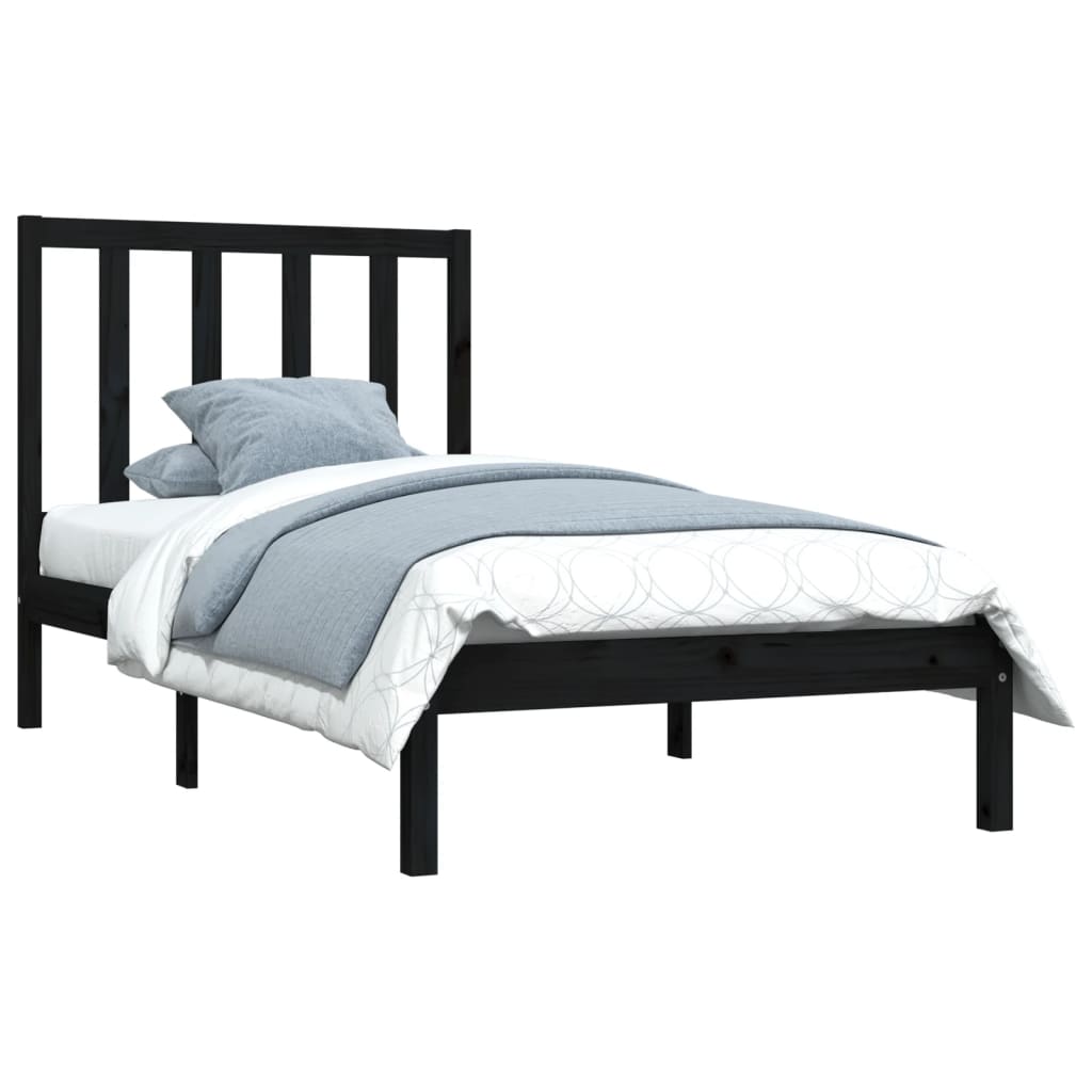 Okvir za krevet od masivne borovine crni 100 x 200 cm