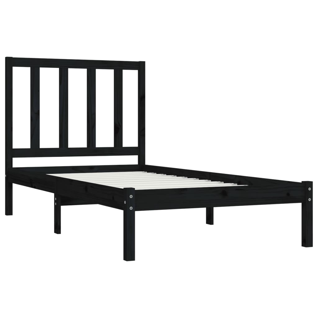 Okvir za krevet od masivne borovine crni 100 x 200 cm