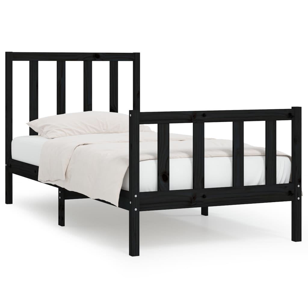 Okvir za krevet od masivnog drva crni 75 x 190 cm mali