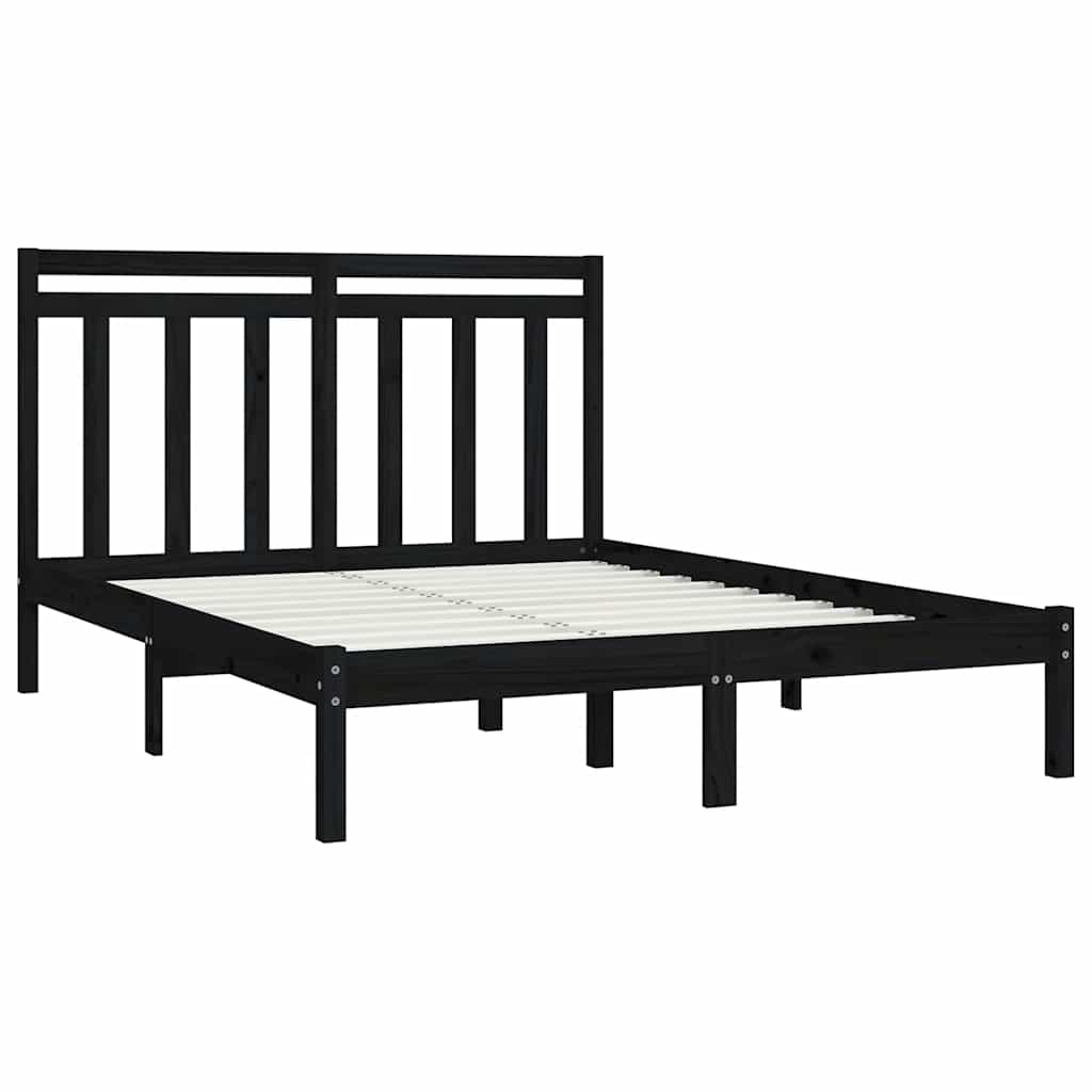 Okvir za krevet od masivnog drva crni 140 x 190 cm