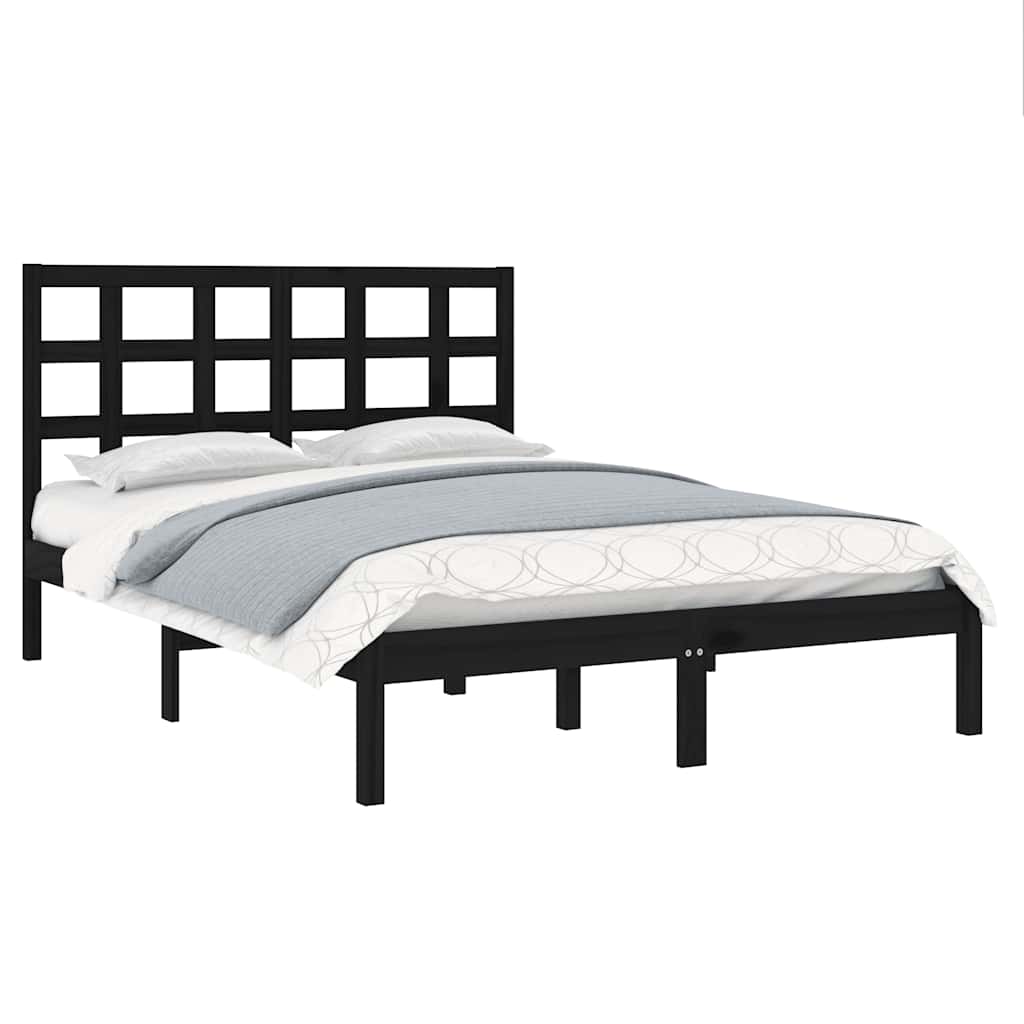 Okvir za krevet od masivnog drva crni 140 x 190 cm