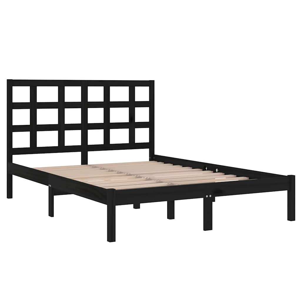 Okvir za krevet od masivnog drva crni 140 x 190 cm