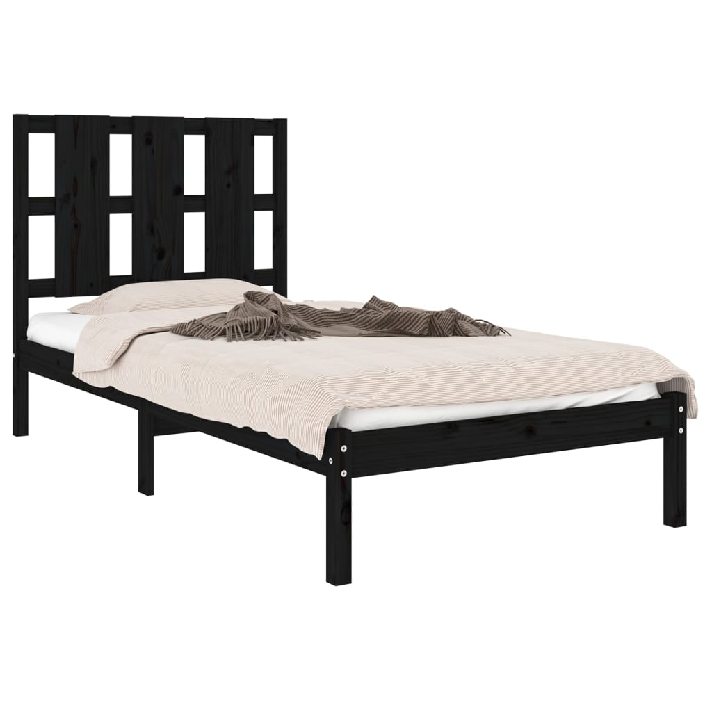 Okvir za krevet od masivne borovine crni 100 x 200 cm