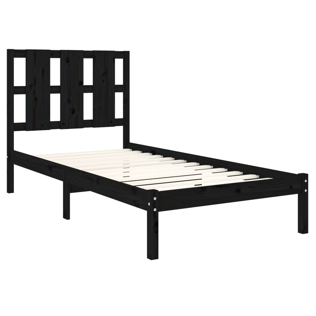 Okvir za krevet od masivne borovine crni 100 x 200 cm