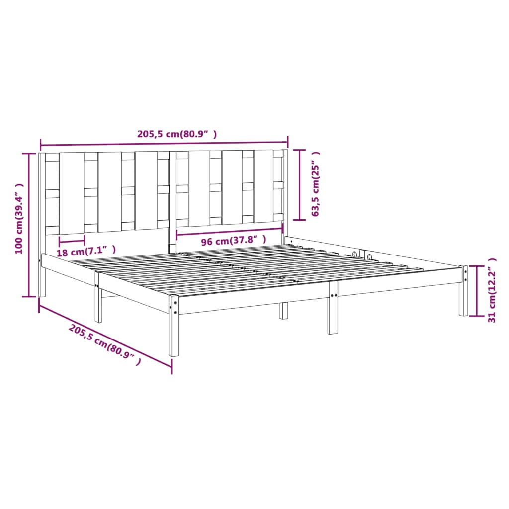 Okvir za krevet od masivne borovine boja meda 200 x 200 cm