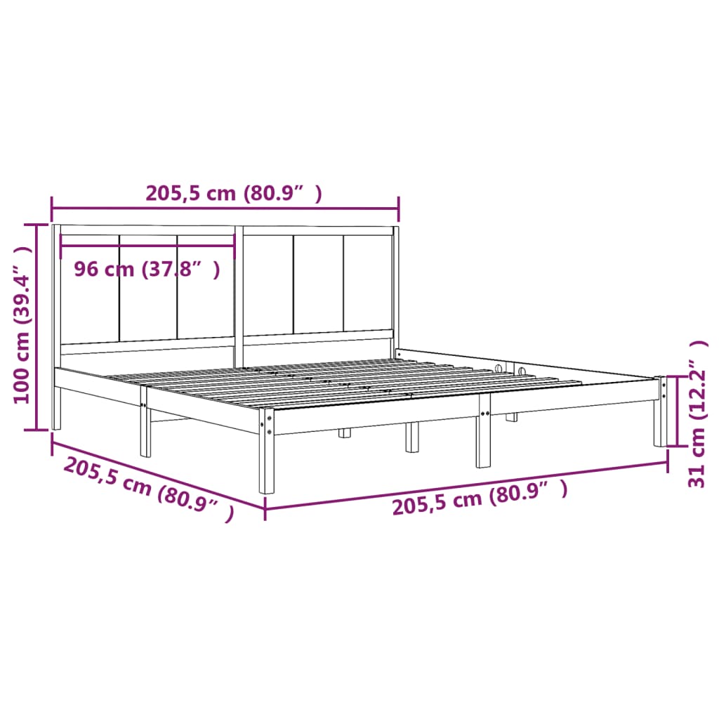 Okvir za krevet od masivne borovine boja meda 200 x 200 cm