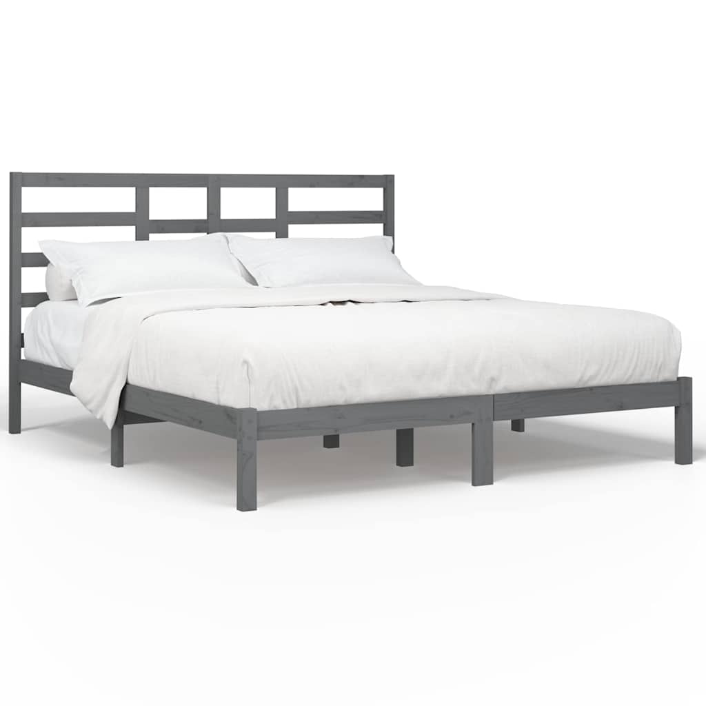 Okvir za krevet od masivne borovine sivi 200 x 200 cm