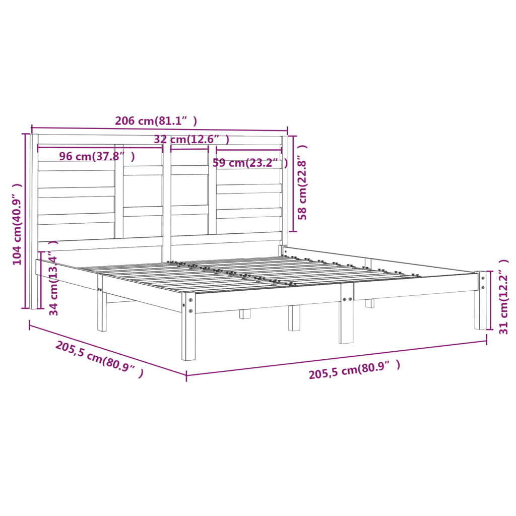 Okvir za krevet od masivne borovine boja meda 200 x 200 cm