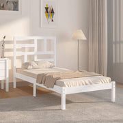 Okvir za krevet bijeli od masivnog drva 90 x 190 cm mali