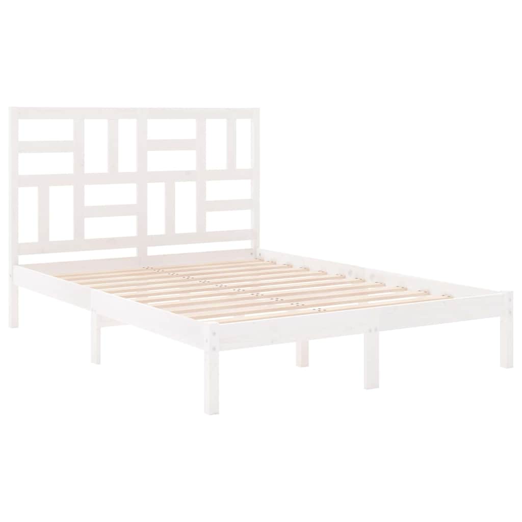 Okvir za krevet od masivne borovine bijeli 140 x 190 cm