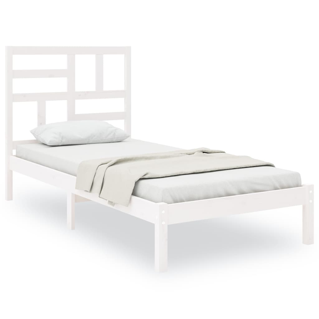 Okvir za krevet od masivne borovine bijeli 90 x 200 cm