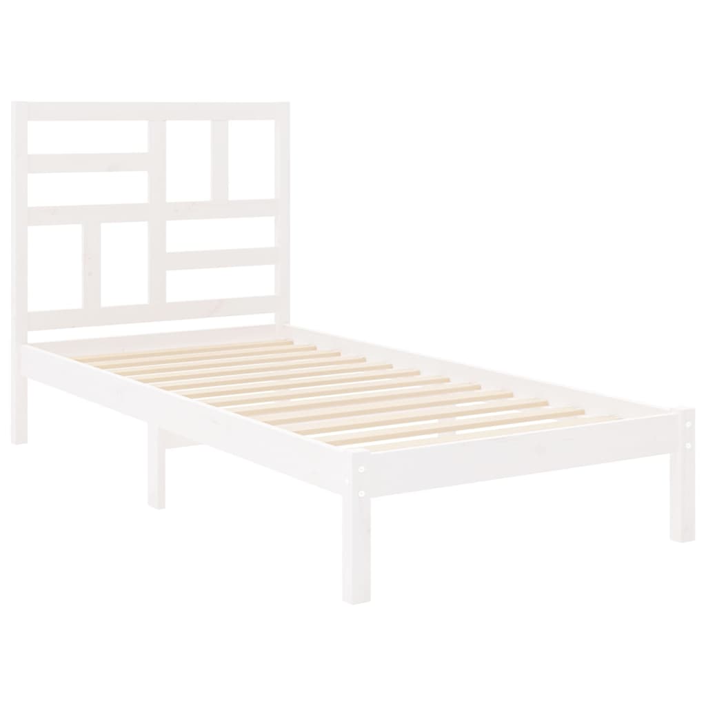 Okvir za krevet od masivne borovine bijeli 90 x 200 cm