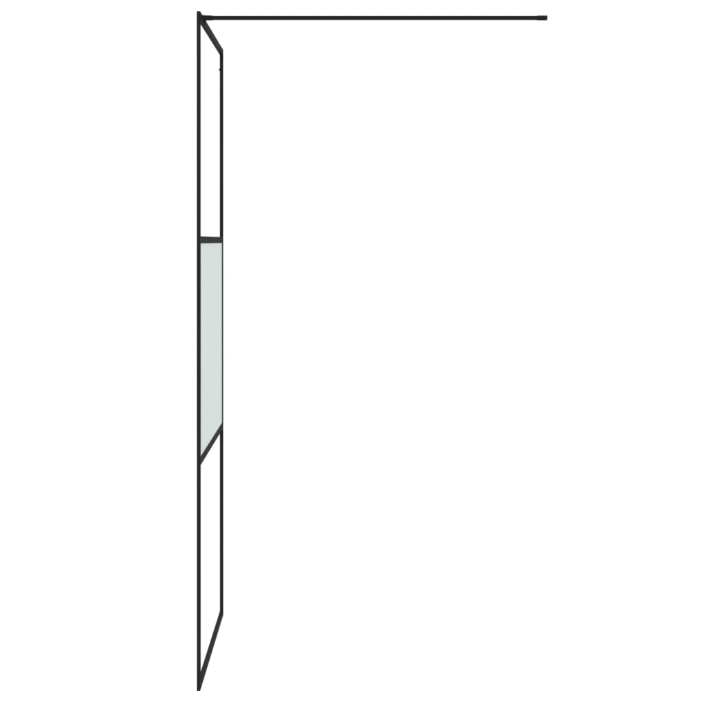 Pregrada za tuš crna 90 x 195 cm s napola mutnim staklom ESG