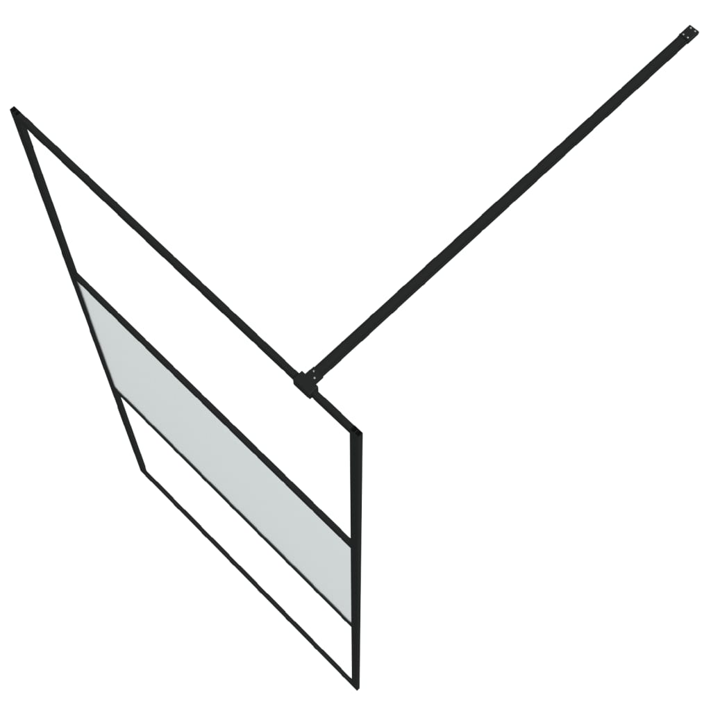 Pregrada za tuš crna 90 x 195 cm s napola mutnim staklom ESG