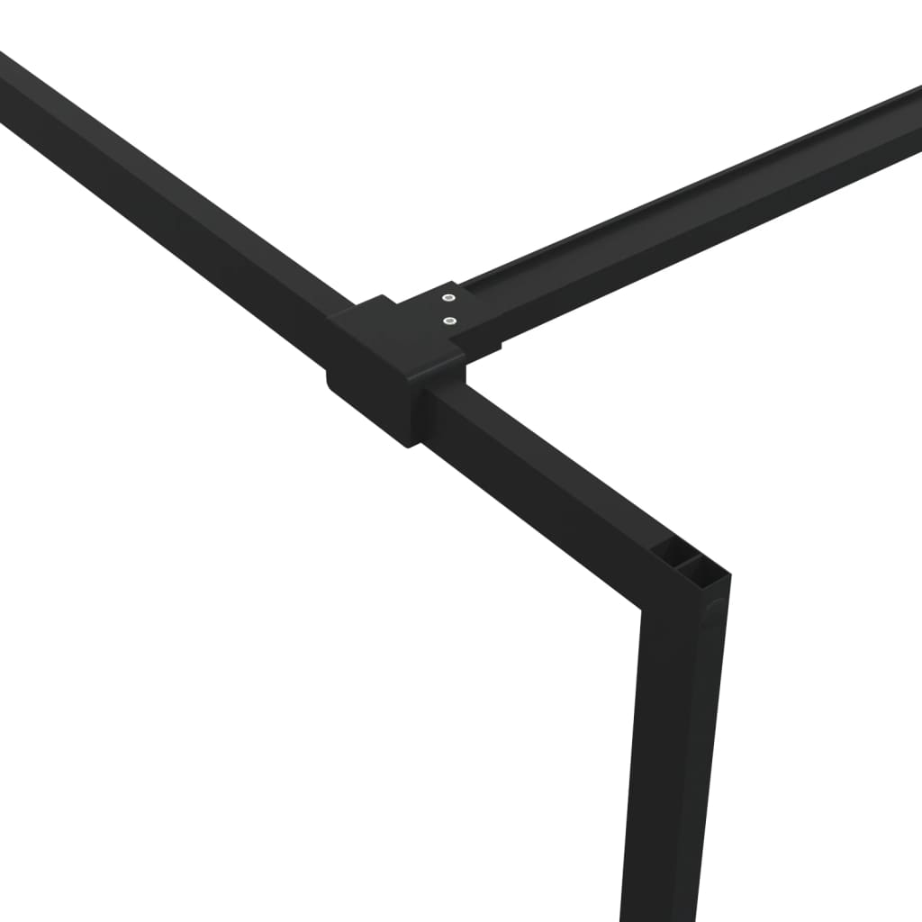 Pregrada za tuš crna 90 x 195 cm s napola mutnim staklom ESG