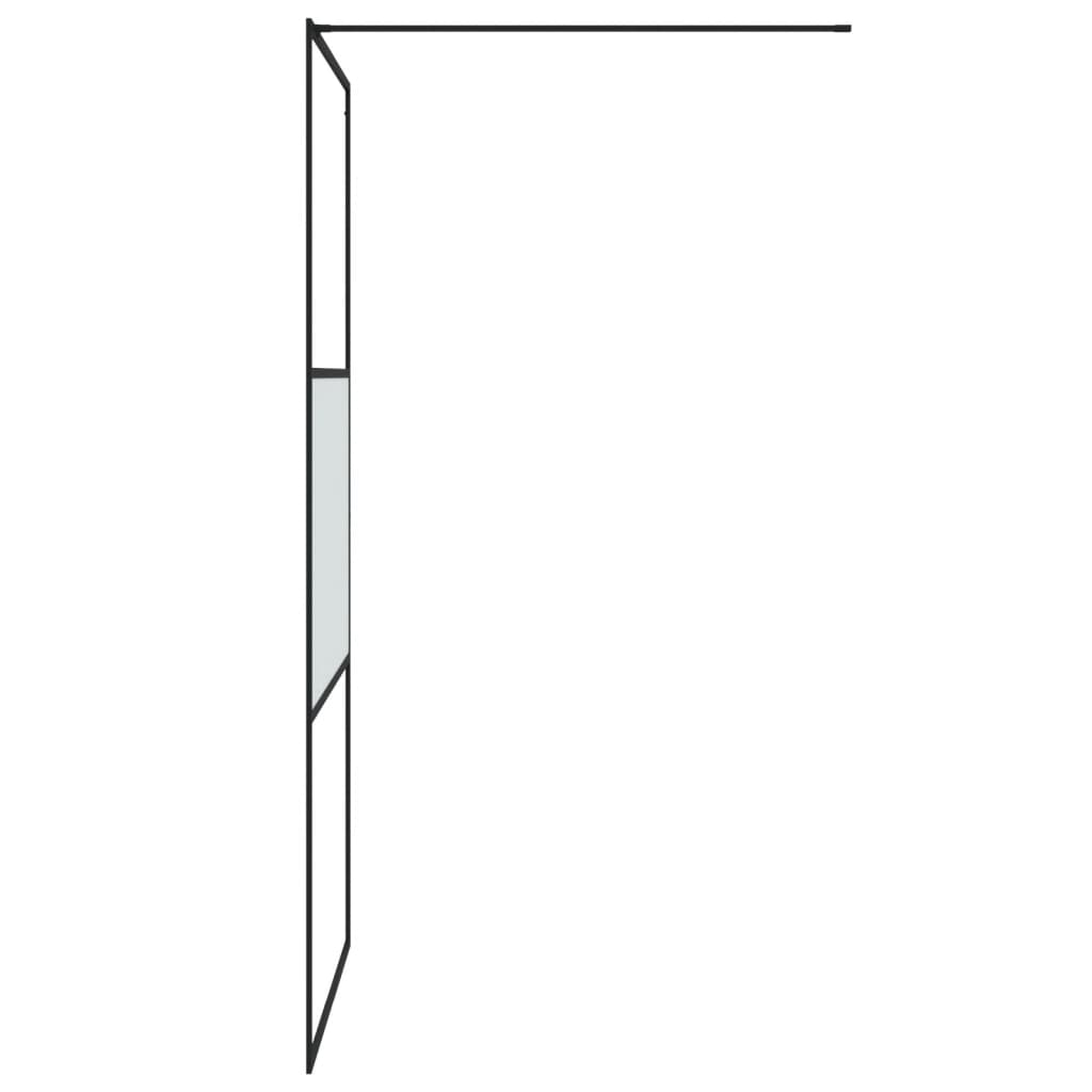 Pregrada za tuš crna 100 x 195 cm s napola mutnim staklom ESG