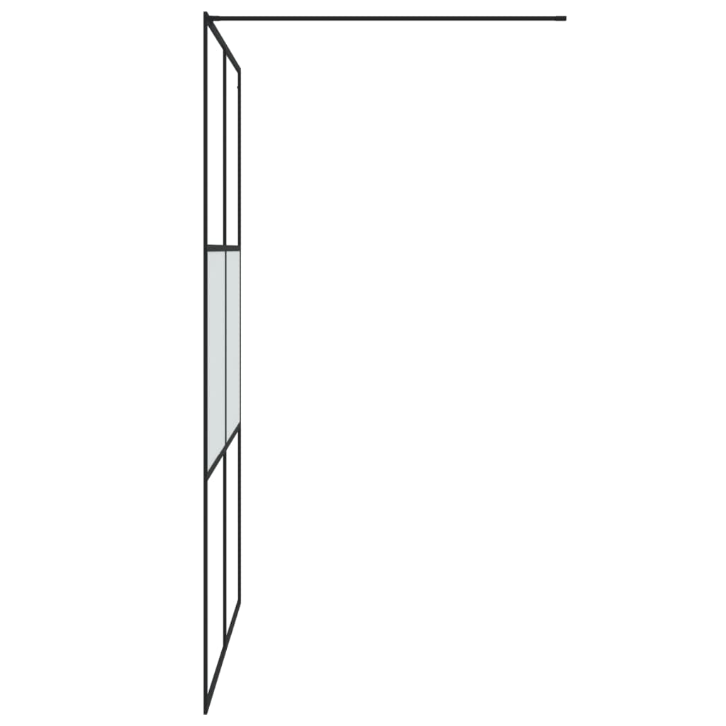 Pregrada za tuš crna 140 x 195 cm s napola mutnim staklom ESG