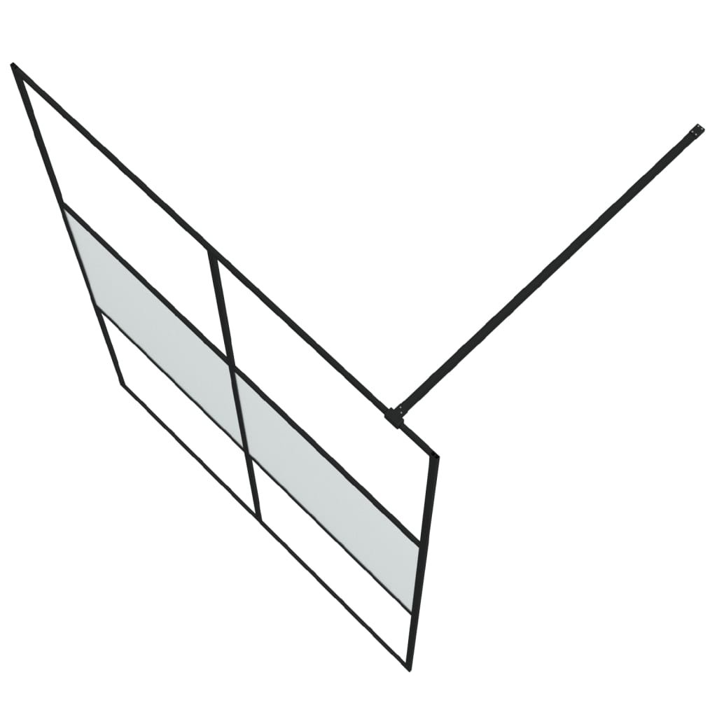 Pregrada za tuš crna 140 x 195 cm s napola mutnim staklom ESG