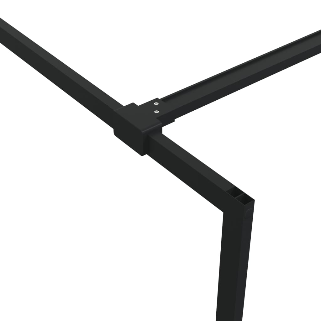 Pregrada za tuš crna 140 x 195 cm s napola mutnim staklom ESG