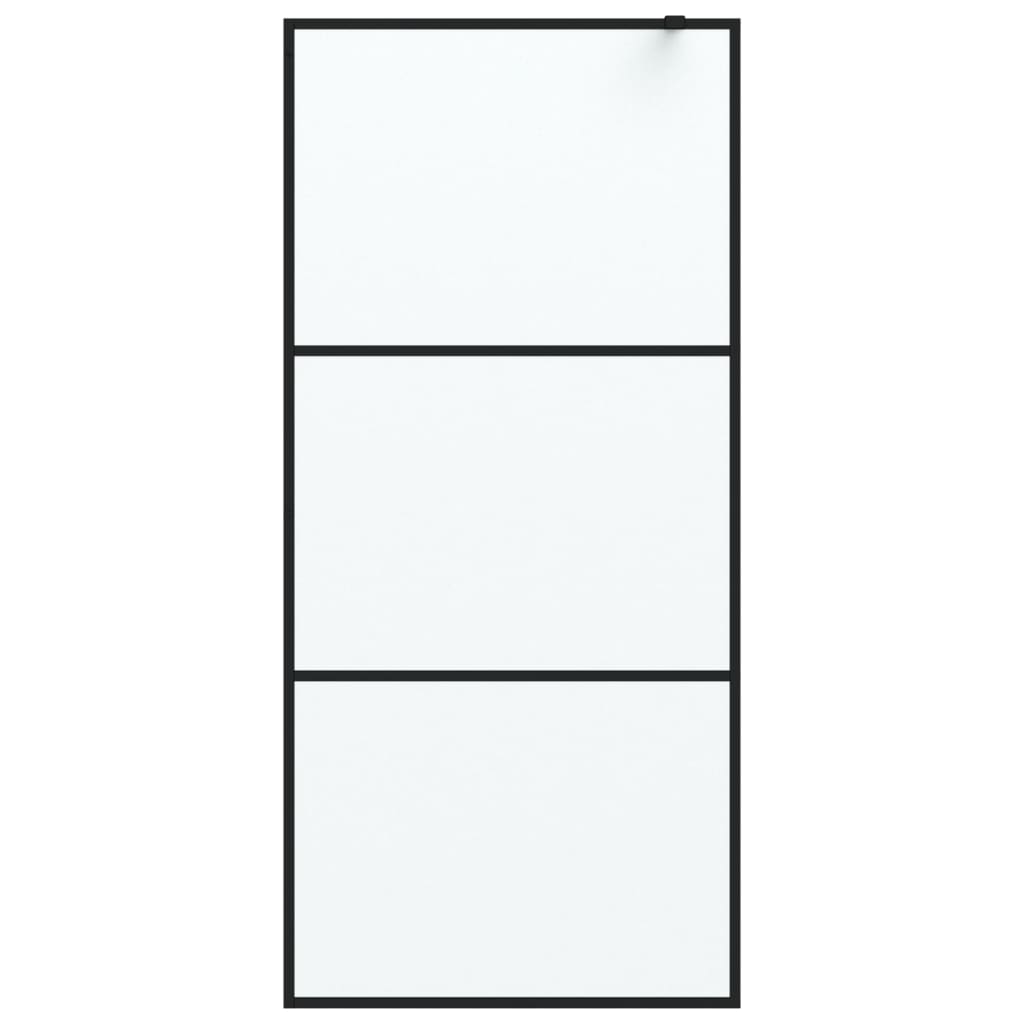 Pregrada za tuš crna 90 x 195 cm s mutnim staklom ESG