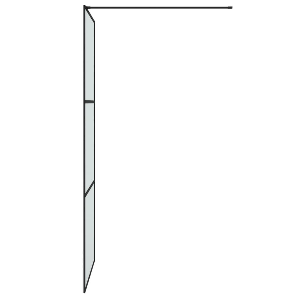 Pregrada za tuš crna 90 x 195 cm s mutnim staklom ESG
