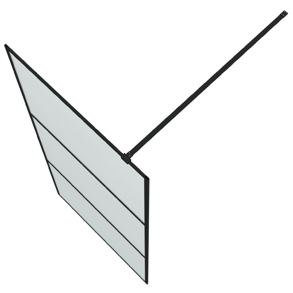 Pregrada za tuš crna 90 x 195 cm s mutnim staklom ESG